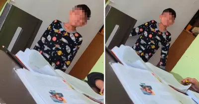 Nio rompe en llanto porque su madre lo pone a estudiar.