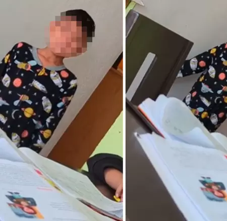 Nio rompe en llanto porque su madre lo pone a estudiar.