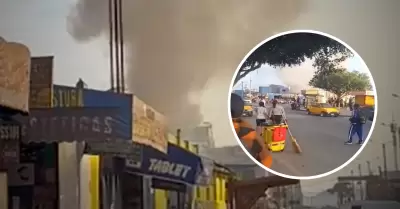 Reportan incendio en mercado.