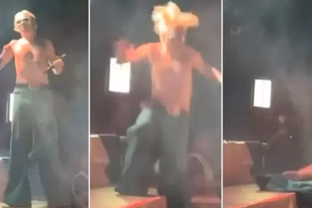 Cantante argentino sufre aparatosa cada en pleno show.