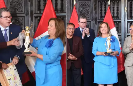 Boluarte reacciona a estatua de la Justicia.