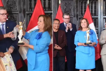 Boluarte reacciona a estatua de la Justicia.