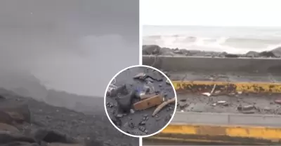 Avenida Costanera obstruida por oleaje anmalo en el Callao.