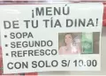 "Men de tu ta Dina!": Restaurante ofrece sopa, plato de fondo y refresco a solo S/10