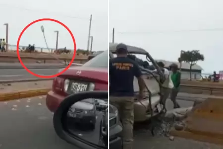 Un vehculo choc contra un poste de luz en la Costa Verde.