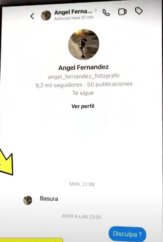 Julián Zucchi difunde chats donde pareja de Yiddá Eslava lo insulta.