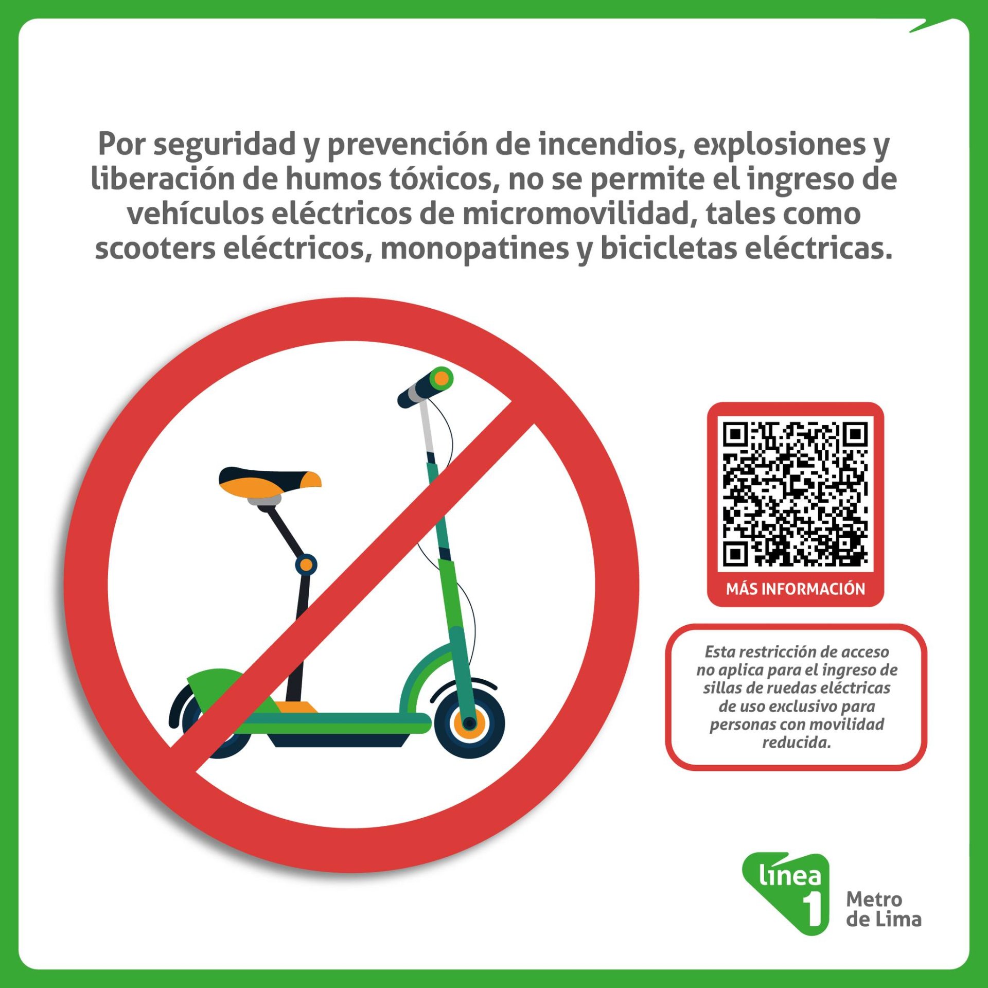 Metro de Lima prohibir los scooters y bicicletas plegables