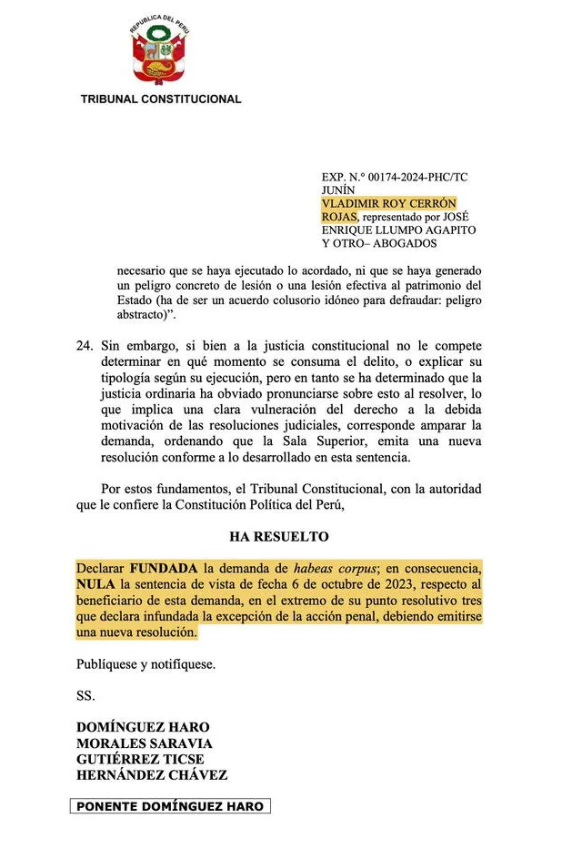 Pena fue dictada el 6 de octubre de 2023, da desde que el exgobernador de Junn est prfugo de la justicia