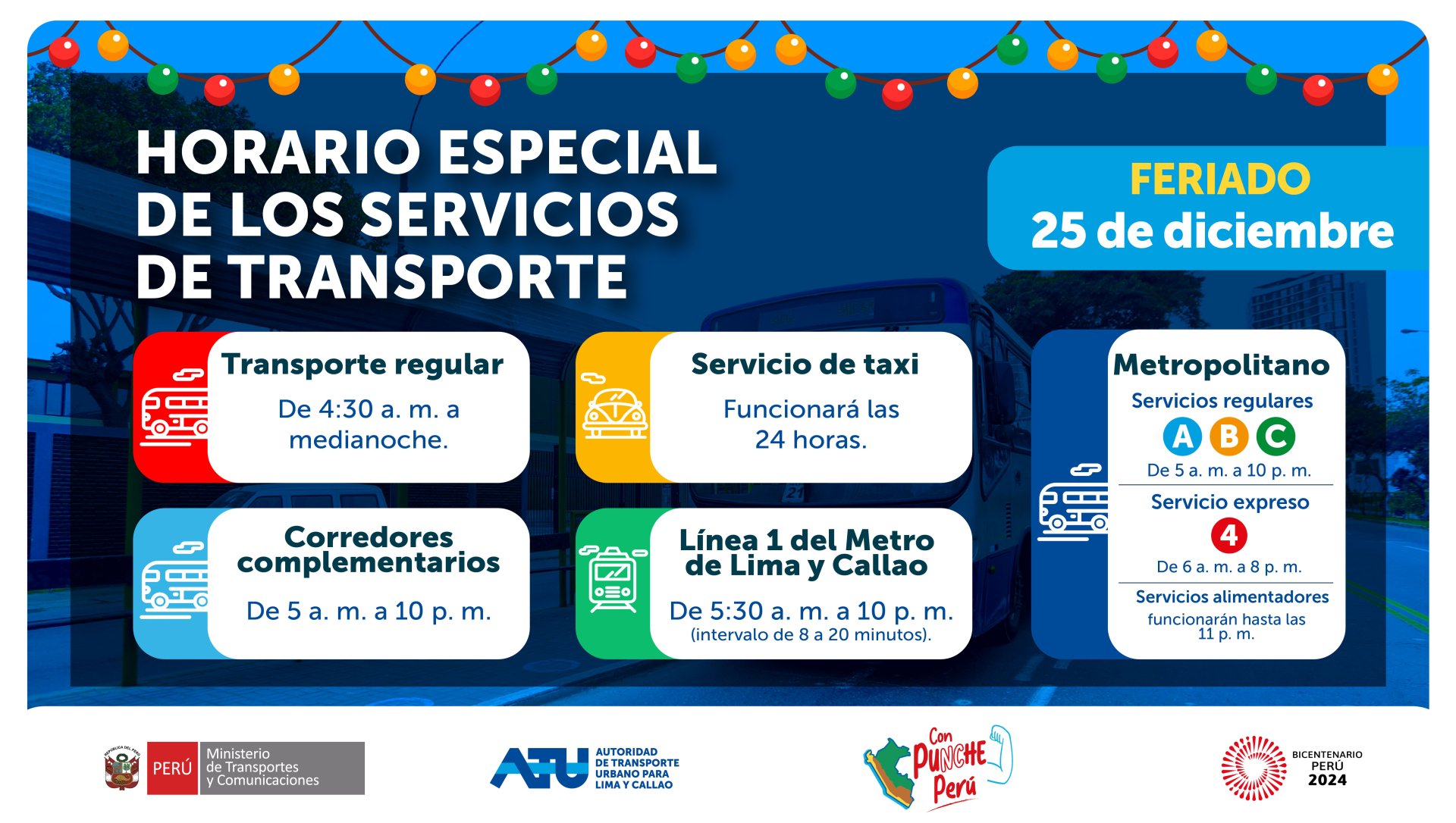 Horario de los servicios de transporte pblico en Lima y Callao