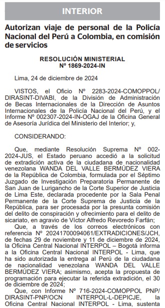 Autorizan viaje de policías para extraditar a Wanda del Valle.