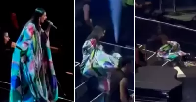 Laura Pausini sufre terrible accidente en concierto.