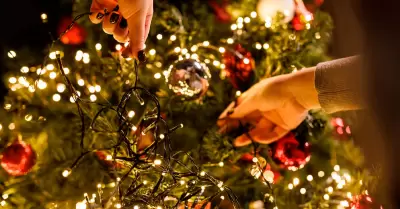 Menor intenta encender luces de su rbol de Navidad.