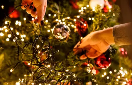 Menor intenta encender luces de su rbol de Navidad.