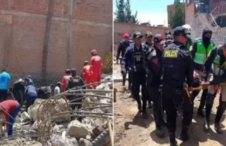 Derrumbe de muro de contencin deja dos muertos y un herido.