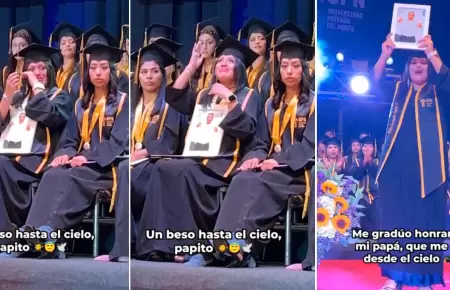 Joven acude a su graduacin con foto de su padre fallecido.