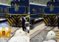 Salv de morir! Trabajadora de tren en Cusco protagoniza momento viral en redes sociales