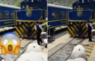 Salv de morir! Trabajadora de tren en Cusco protagoniza momento viral en redes sociales