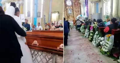 Vestida de novia lleg al funeral de su prometido.