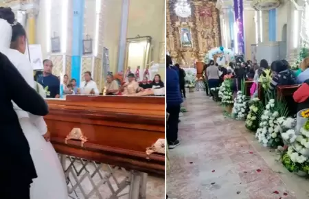 Vestida de novia lleg al funeral de su prometido.