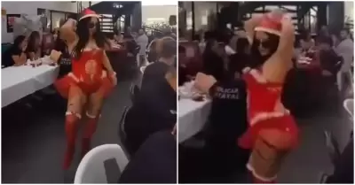 Policas organizan compartir navideo con show de stripper