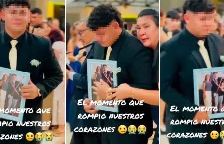 Adolescente llora bailando con la foto de su madre fallecida.