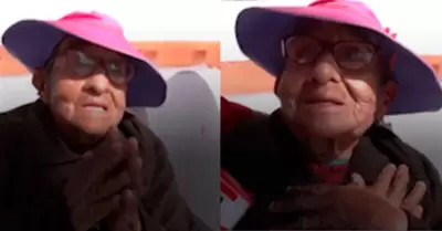 Abuelita se emociona tras recibir canasta de Navidad.