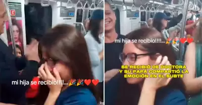 Padre pide a pasajeros felicitar a su hija recibida como doctora.