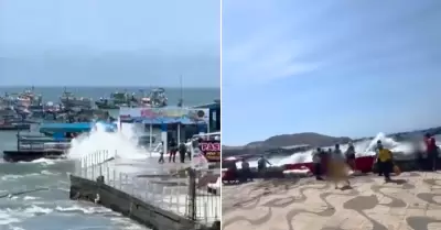 Fuerte oleaje en playas de Ancn.