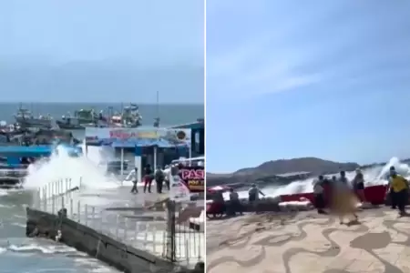 Fuerte oleaje en playas de Ancn.