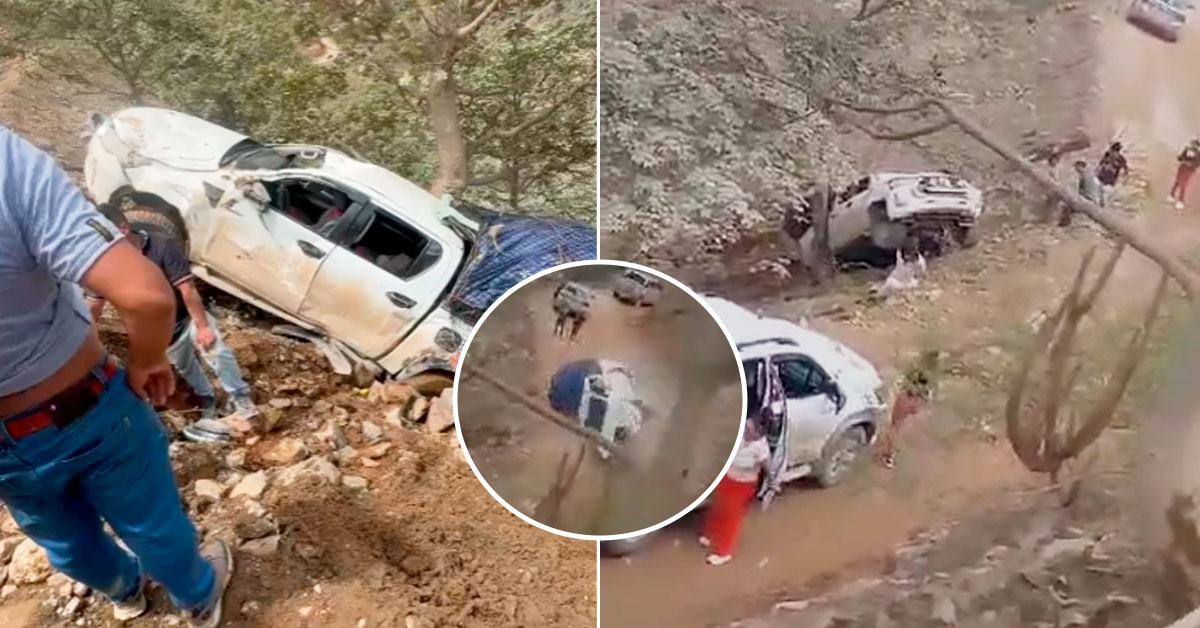¡Casi cae al abismo! Camioneta pierde el control y da vuelta de ...