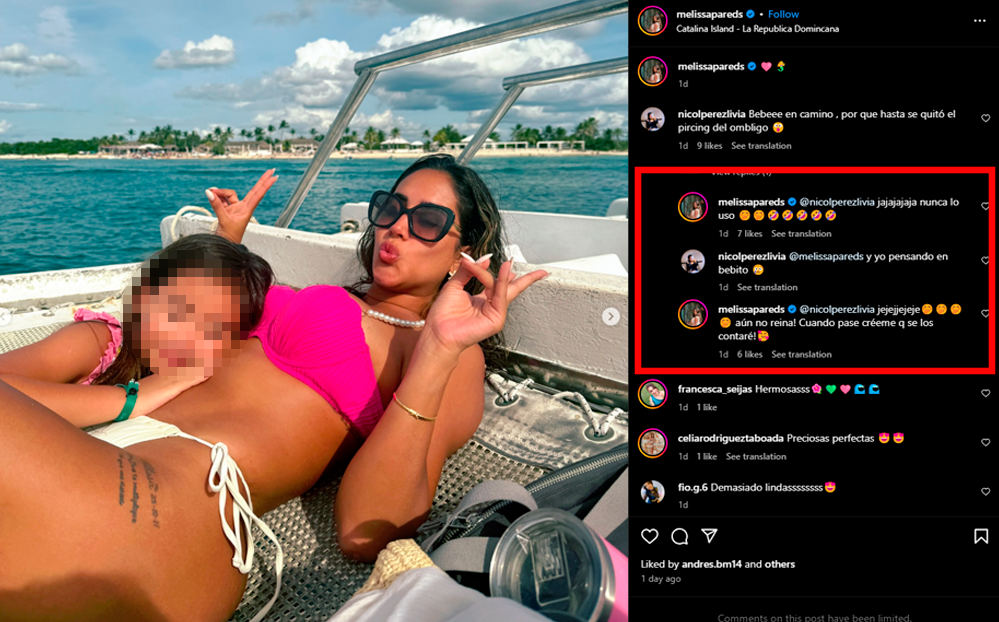 Melissa Paredes descarta estar embarazada.