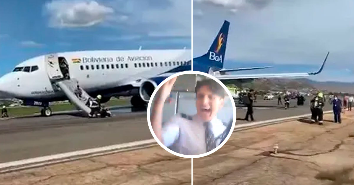¡Susto en aeropuerto! Motor de avión se incendia y pasajeros evacúan a través de toboganes de emergencia