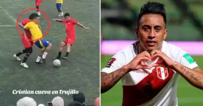 Christian Cueva se luche en pichanga por fin de ao.