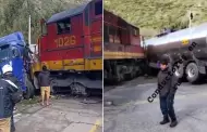 Impactante: Camin cisterna intenta ganar a tren y provoca aparatoso choque en Carretera Central