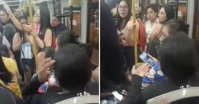 Mujeres se pelean por asiento en el Metropolitano