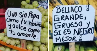 Vendedora de frutas la rompe con sus divertidos letreros