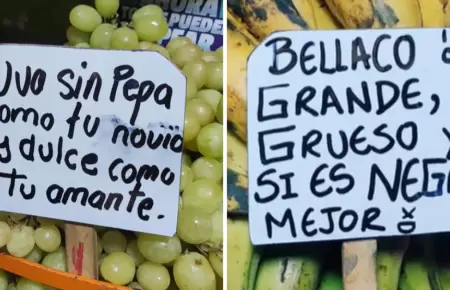 Vendedora de frutas la rompe con sus divertidos letreros