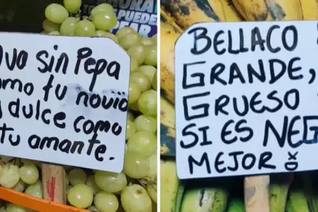 Vendedora de frutas la rompe con sus divertidos letreros