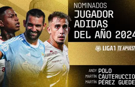 Polo, Cauteruccio y Prez Guedes nominados a mejor jugador de la Liga 1 2024.