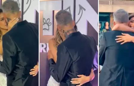 Milett Figueroa y Marcelo Tinelli reafirman su amor con un beso.