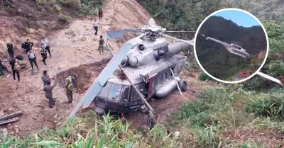 Helicptero de la PNP realiza aterrizaje de emergencia.