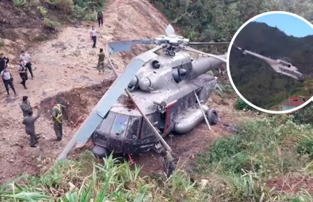 Helicptero de la PNP realiza aterrizaje de emergencia.