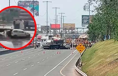 Colisin entre vehculos genera fuga de gas en la Panamericana Sur.