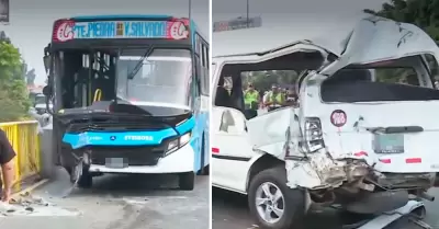 Bus El Chino choc contra combi en la Panamericana Sur.