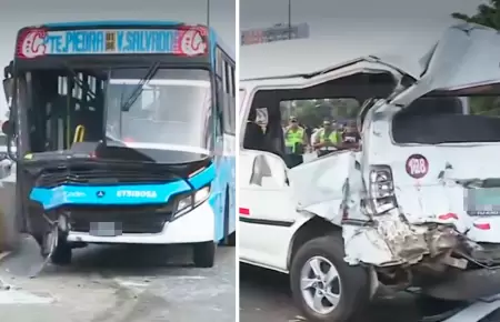 Bus El Chino choc contra combi en la Panamericana Sur.