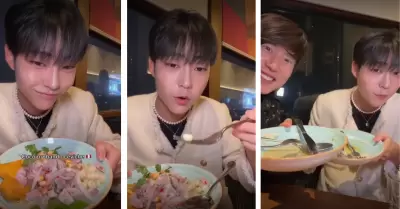 Coreano qued fascinado con el sabor del ceviche peruano.