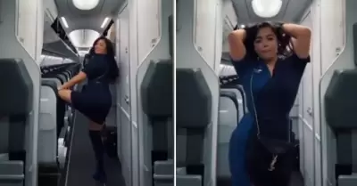 Azafata causa revuelo con baile de twerking.