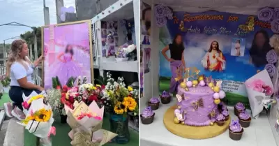 Mujer realiza emotivo quinceaero para su hija fallecida en cementerio