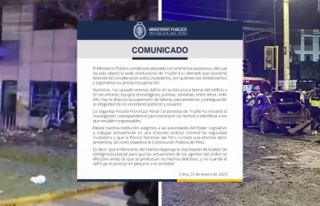 Fiscala se pronuncia tras atentado en Trujillo