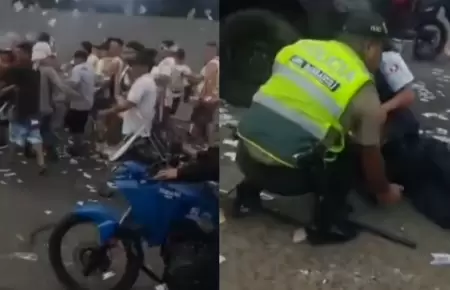 Polica qued herido mientras contena a barrista de Universitario.